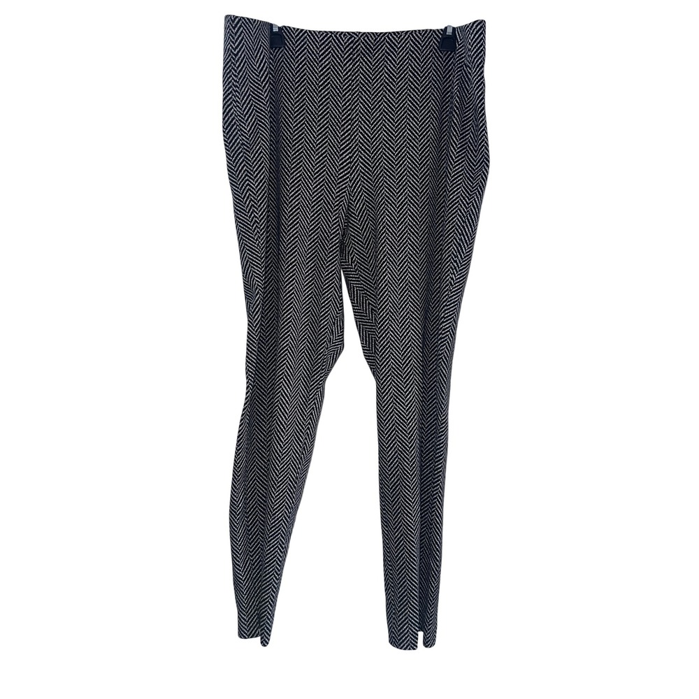 Chicos Womens Herringbone Ankle Pants Black White Chevron Stretch‎ Size 3 XL
